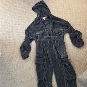 Vintage Havana Blue Corduroy Hoodie Set